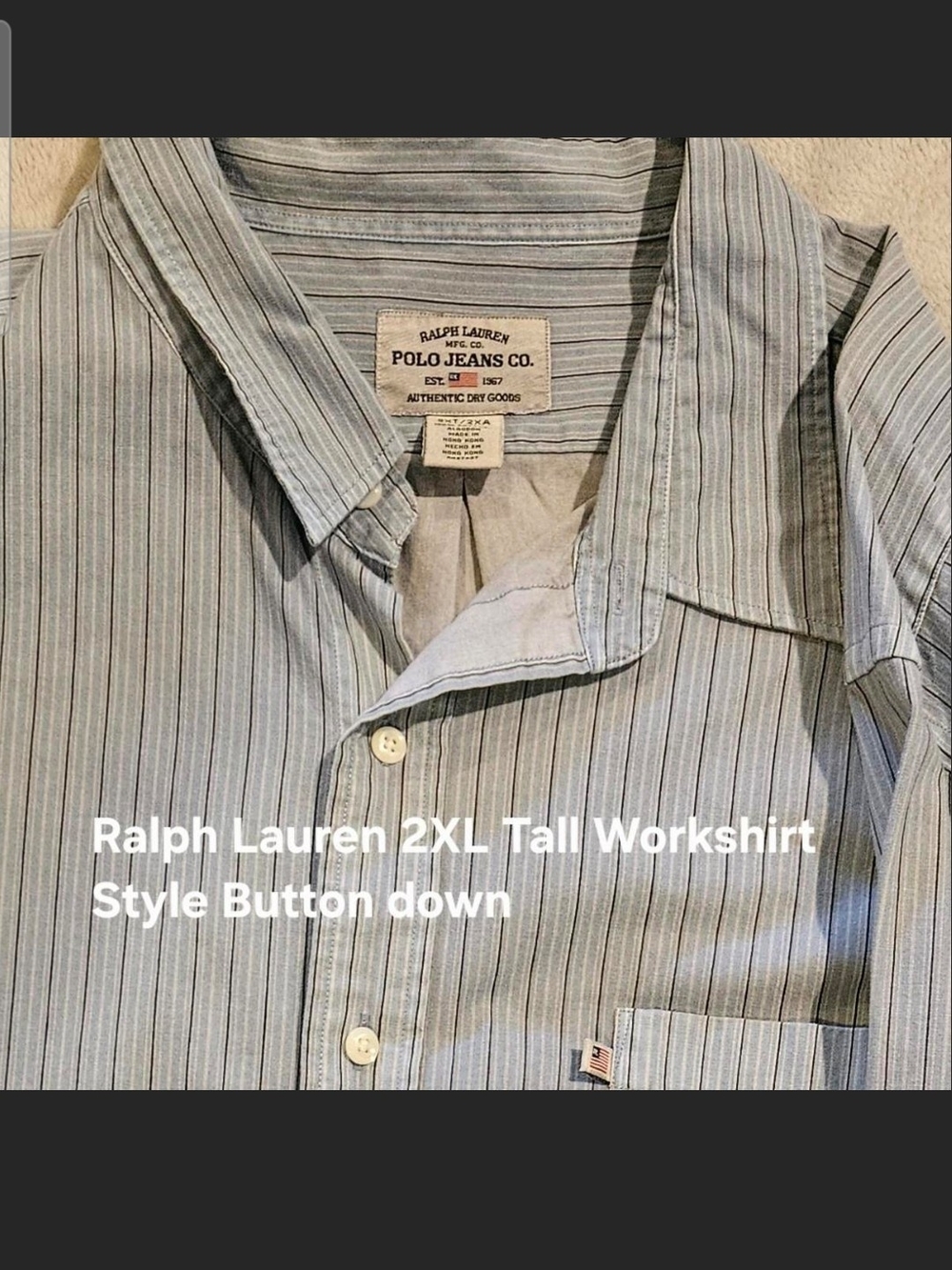 Vintage Polo by Ralph Lauren Light Blue and Gray Stripe Button-Down Shirt